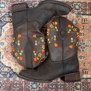 Embroidered Floral Combat Boots